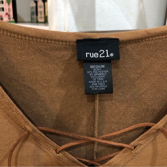 NEW RUE21 Faux Suede Boho Lace Up Dress - Picture 4 of 5